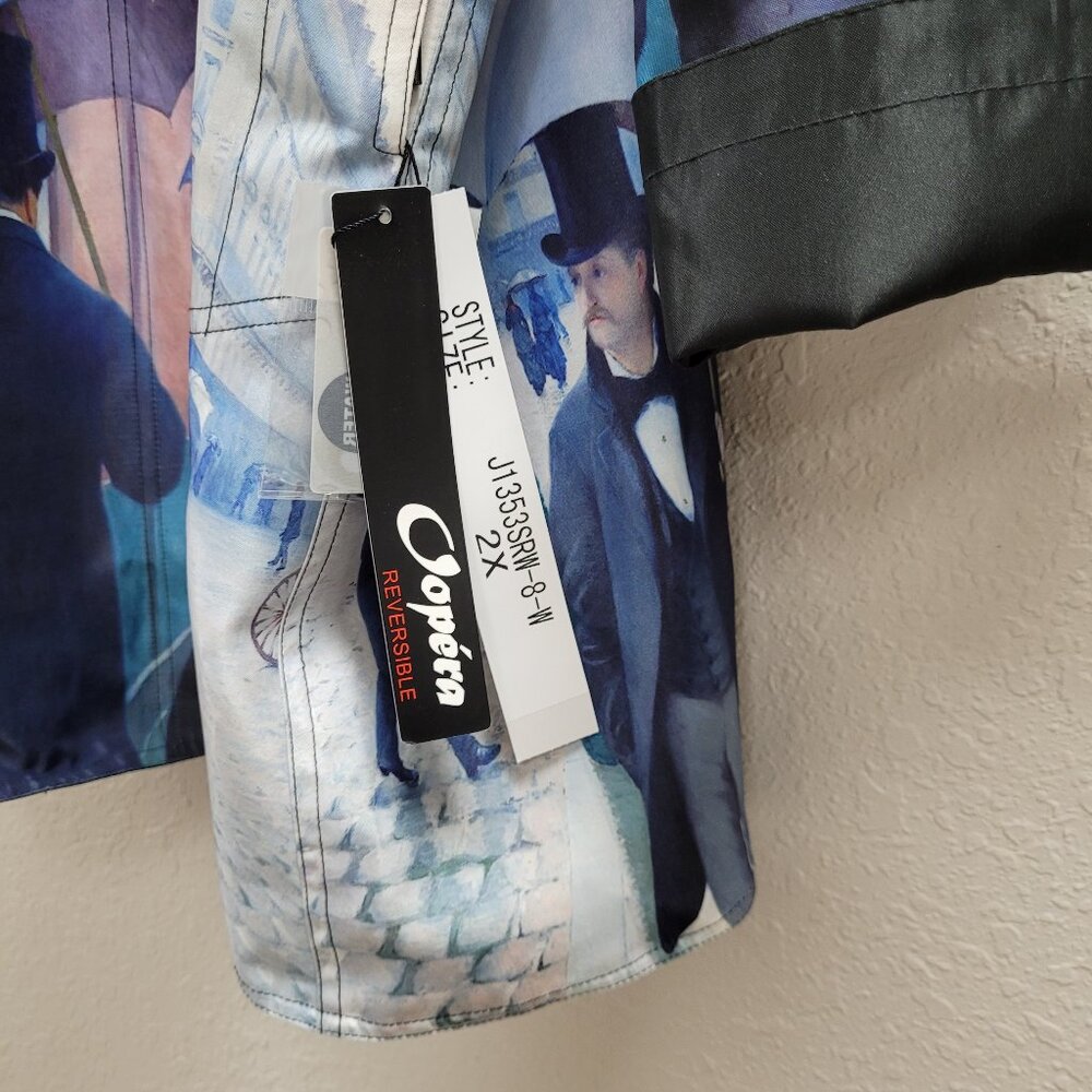 NWT's Gorgeous Oopera Paris Art Design Reversible Raincoat Plus Size 2X - Picture 4 of 11